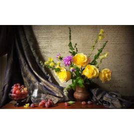 Fototapet autoadeziv Masa cu flori, 75x100 cm