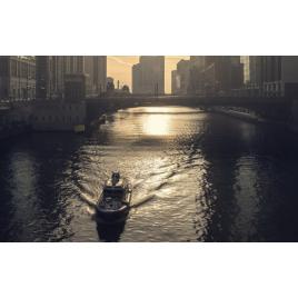 Fototapet autoadeziv Printre blocuri cu barca, 75x100 cm