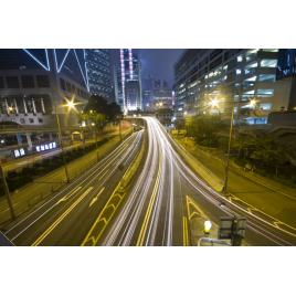 Fototapet autocolant PVC Cu viteza luminii prin oras, 160x240 cm