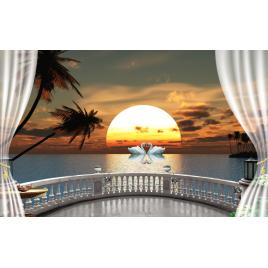 Fototapet autocolant PVC Iubire la apus, 160x240 cm