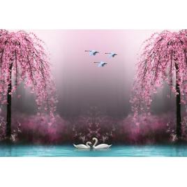 Fototapet autocolant PVC Iubire pe lac, 160x240 cm