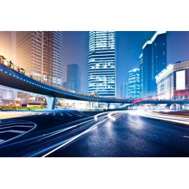 Fototapet autocolant PVC Luminile asfaltului, 160x240 cm