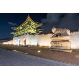 Fototapet autocolant PVC Poarta din seul noaptea, 160x240 cm