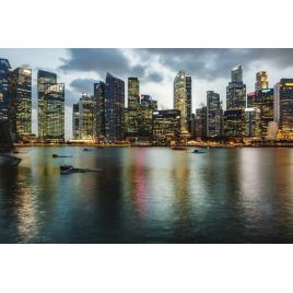 Fototapet autocolant PVC Singapore noaptea, 160x240 cm