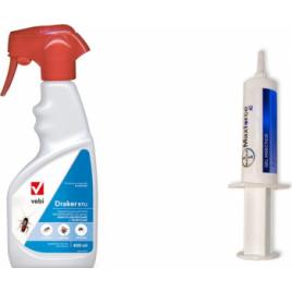 Set insecticid profesional gel Max Force Bayer 20 gr + Draker Rtu 400 ml anti gandaci de bucatarie plosnite muste tantari furnici