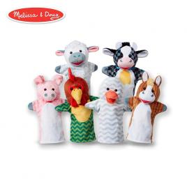 Set 6 papusi de mana animale de la ferma - melissa & doug