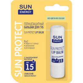 Balsam de buze cu acid hialuronic si protectie solara SPF15, 3,6 g, Sun Energy