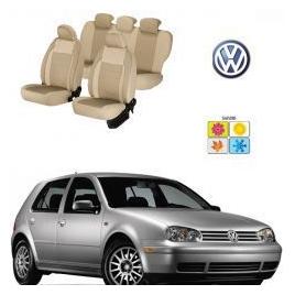 Huse Scaune Dedicate VW GOLF 1998-2005 Premium piele si textil Bej