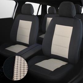 Huse scaune auto Universale Premium Lux Material Textil 11 piese Negru/Crem