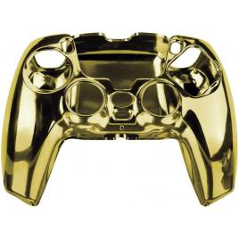 Carcasa Husa Protectie Completa Controller PS5 Crystal Clear, Electroplating Chrome Auriu, Anti-Socuri, Zgarieturi, Dustproof