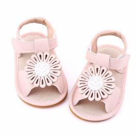 Sandalute roz pudra pentru fetite cu floricica aplicata (marime disponibila: