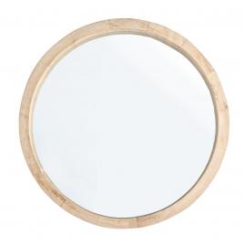 Oglinda de perete rotunda cu rama din lemn natur tiziano 42 cm x 5 cm x 42 h