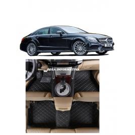 Covorase auto LUX PIELE 5D Mercedes CLS W218 2011-2017 ( 5D-08 cusatura bej )