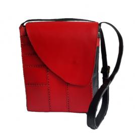 Geanta din piele naturala rosie, 22x29x8