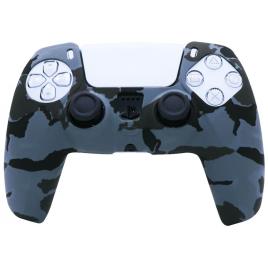 Carcasa Tip Husa de Silicon Controller PS5, Protectie Completa, Model Camo Albastru/Negru, Anti-Socuri, Zgarieturi, Dustproof