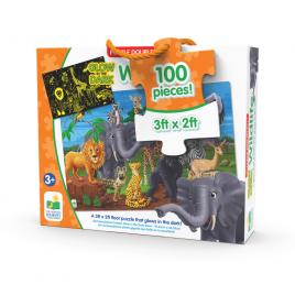 Puzzle straluceste in intuneric 100 piese - animale salbatice