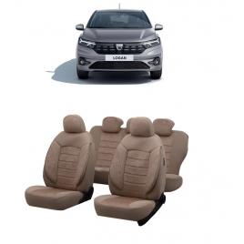 Huse scaune auto dedicate Dacia Logan 2020-2021 Premium cu insertii de piele