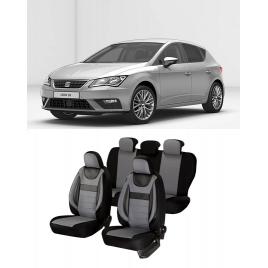 Huse scaune auto dedicate Seat Leon 2013-2019 Premium cu insertii piele