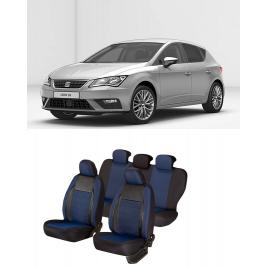 Huse scaune auto dedicate Seat Leon 2013-2019 Premium cu insertii piele