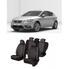 Huse scaune auto dedicate Seat Leon 2013-2019 Premium cu insertii piele