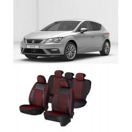 Huse scaune auto dedicate Seat Leon 2013-2019 Premium cu insertii piele