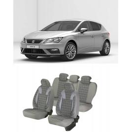 Huse scaune auto dedicate Seat Leon 2013-2019 Premium cu insertii piele