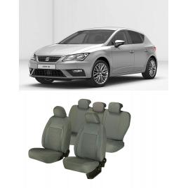 Huse scaune auto dedicate Seat Leon 2013-2019 Premium cu insertii piele