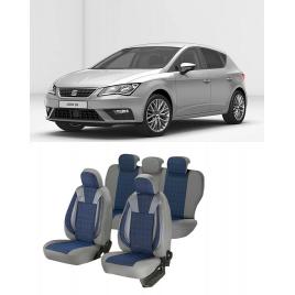 Huse scaune auto dedicate Seat Leon 2013-2019 Premium cu insertii piele