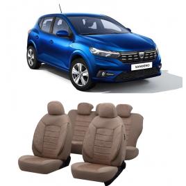 Huse scaune auto material Textil dedicate Dacia Sandero 2020-2021 Premium insertii piele ecologica