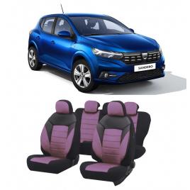 Huse scaune auto material Textil dedicate Dacia Sandero 2020-2021 Premium insertii piele ecologica