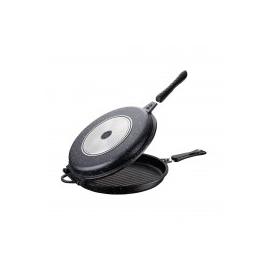 Tigaie grill dubla din aluminiu cu granit Krono Peterhof PH-25377, diametru 32 cm, manere cu magnet, inductie