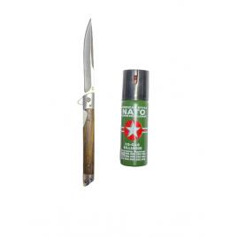 Cutit Slim Knife 22 cm ,cu husa din piele, SI SPRAY NATO 60 ML