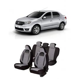 Huse auto dedicate Dacia Logan II  2012-2019 cu insertii de piele ecologica