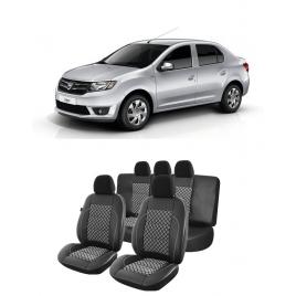 Huse auto dedicate Dacia Logan 2012-2019 de piele ecologica si material textil