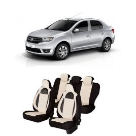 Huse auto dedicate Dacia Logan 2012-2019 cu insertii de piele ecologica