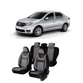 Huse auto dedicate Dacia Logan 2012-2019 cu insertii de piele ecologica