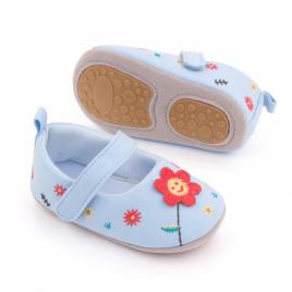 Pantofiori bleu - floricica crosetata (marime disponibila: 6-12 luni (marimea
