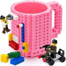 Cana customizabila cu piese lego Roz deschis 350 ml Plastic