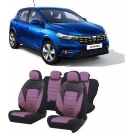 Huse scaune auto material Textil dedicate Dacia Sandero 2020-2021 Premium insertii piele ecologica