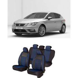 Huse scaune auto dedicate Seat Leon 2013-2019 Premium cu insertii piele