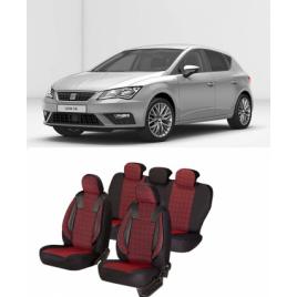 Huse scaune auto dedicate Seat Leon 2013-2019 Premium cu insertii piele