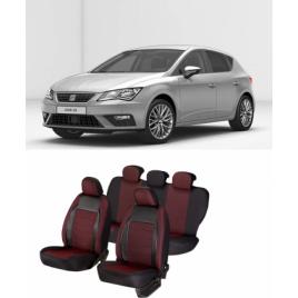 Huse scaune auto dedicate Seat Leon 2013-2019 Premium cu insertii piele