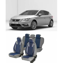 Huse scaune auto dedicate Seat Leon 2013-2019 Premium cu insertii piele