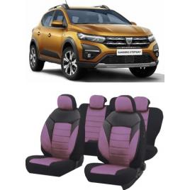 Set huse scaune auto dedicate Dacia Sandero Stepway 2020-2021 Premium insertii de piele