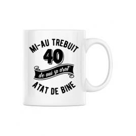 Cana personalizata 40 de ani alb
