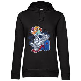 Hoodie dama cu gluga space slider negru