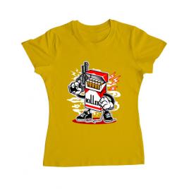 Tricou adler dama cigarette killer galben