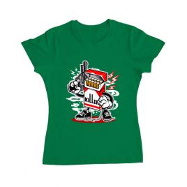 Tricou adler dama cigarette killer verde mediu