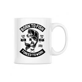 Cana personalizata born to fish alb