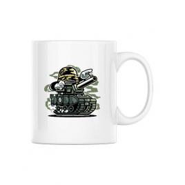 Cana personalizata war tank alb